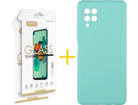 Kit Funda + Protector de Pantalla Samsung A12 5G ACCETEL Cristal Templado 3884 Verde