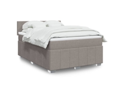 Cama Box Spring Con Colchón Tela Gris Taupe 140x190 Cm