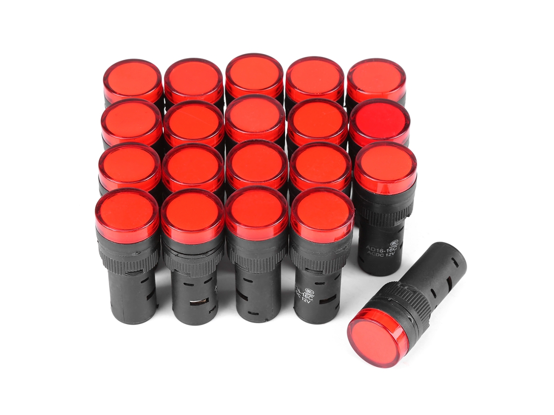 20 luces indicadoras LED rojas de 12 V, señal de advertencia de emergencia