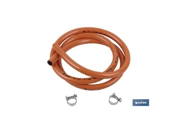 Tubo flexible 1,5 mts para gas butano + abrazaderas