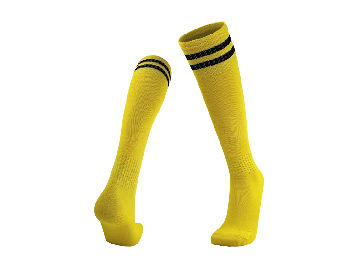 Calcetines De Fútbol Antideslizantes, Transpirables Y Largos Con Estampado De Rayas Para Niños Y Niñas (amarillos Y Negros)