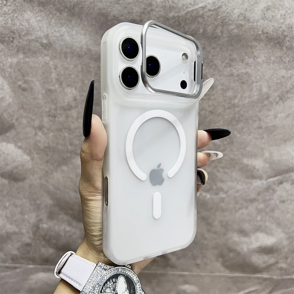 (iphone 16, Blanco) Funda Magnética Semitransparente Mate Para Iphone, Compatible Con Magsafe.