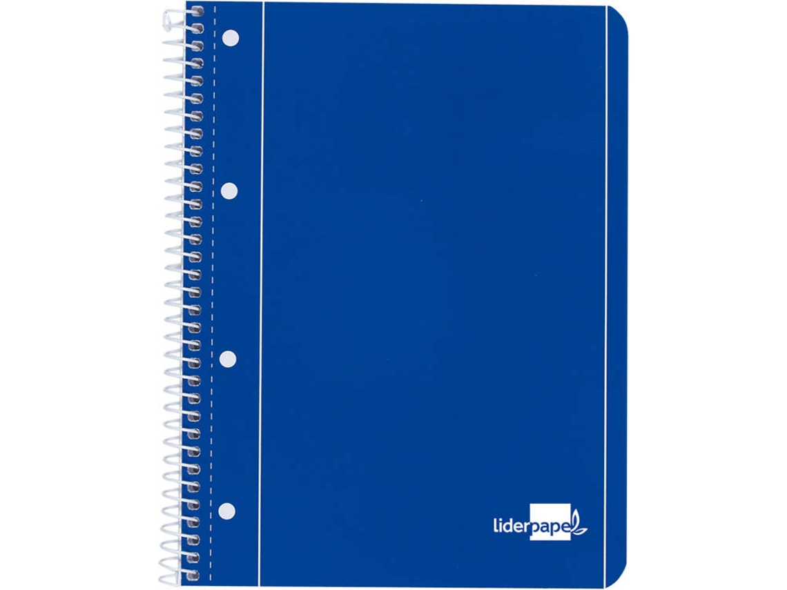 Cuaderno Espiral LIDERPAPEL Tapa Azul 80H A4 Cuadriculado