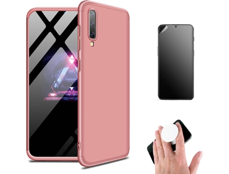 Kit Carcasa Y Protector Samsung A30S Ultimatte Slim Armor 360º Y Popsocket Rosa