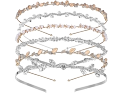 Nuobesty Set De 6 Diademas De Boda De Aleación Y Perlas, 3 Plateadas, 3 Doradas, Accesorios Elegantes