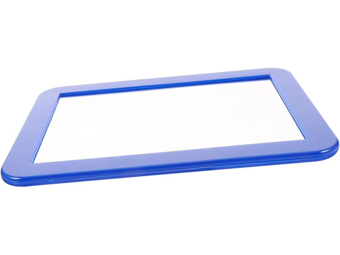 Organizador de maquillaje magnético rectangular azul para gabinete, armario y baño, superficie de alta definición, fácil de usar.