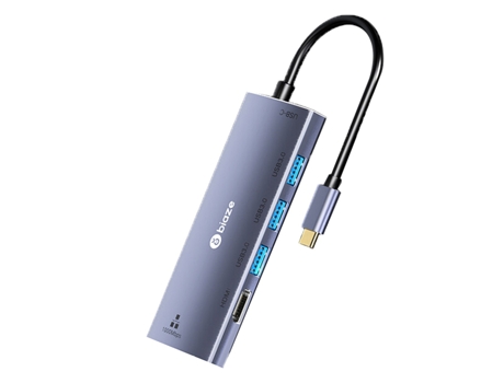 Adaptador BIAZE R27 6In1 Tipo-C a 3Usb3.0 HDMI 1000Mbps Pd para Huawei Mate40/P50 S20