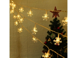 Tira De Luces Led Navideñas Con Forma De Copos De Nieve, 2 Modos, Batería, Ip65