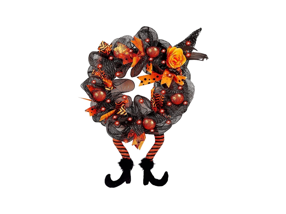 Guirnalda de Halloween con luces de calabaza y bruja (1 pieza)