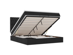 Maison Exclusive - Estructura De Cama Otomana Con Colchón Tela Negra 160x200 Cm