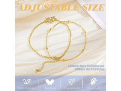Pulsera De Tobillo De Mariposa De Capas Dobles Ajustable Para Mujer, Oro