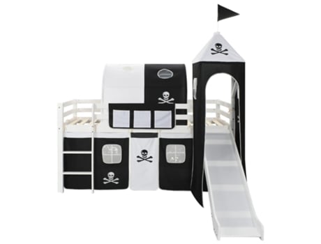 Cama alta para niños tobogán y escalera madera pino 97x208 cm MAISON EXCLUSIVE