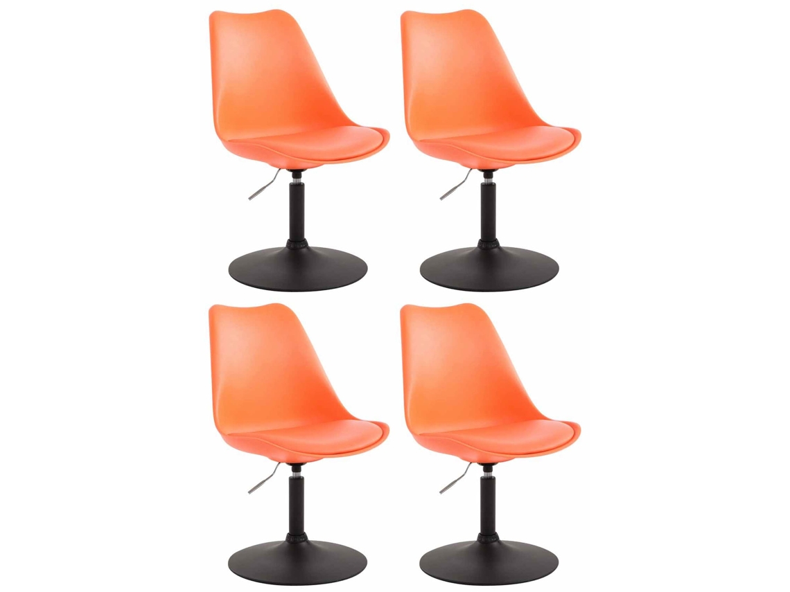 Juego de 4 sillas de comedor Maverick de plástico CLP naranja/negro