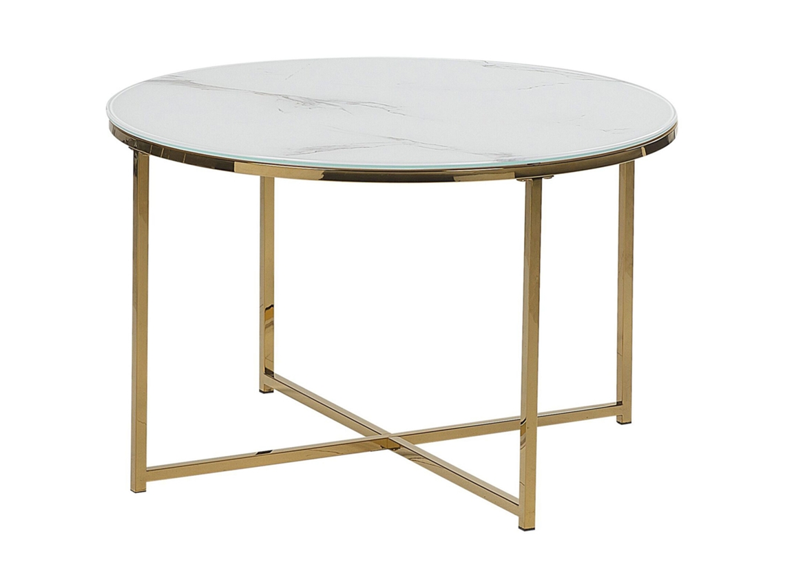 Mesa auxiliar BELIANI Quincy de Vidrio templado Blanco 70x70x45