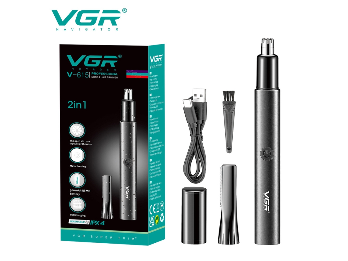 Kit Depilador De Vello Nasal 2 En 1 Resistente Al Agua Con Afeitadora Eléctrica