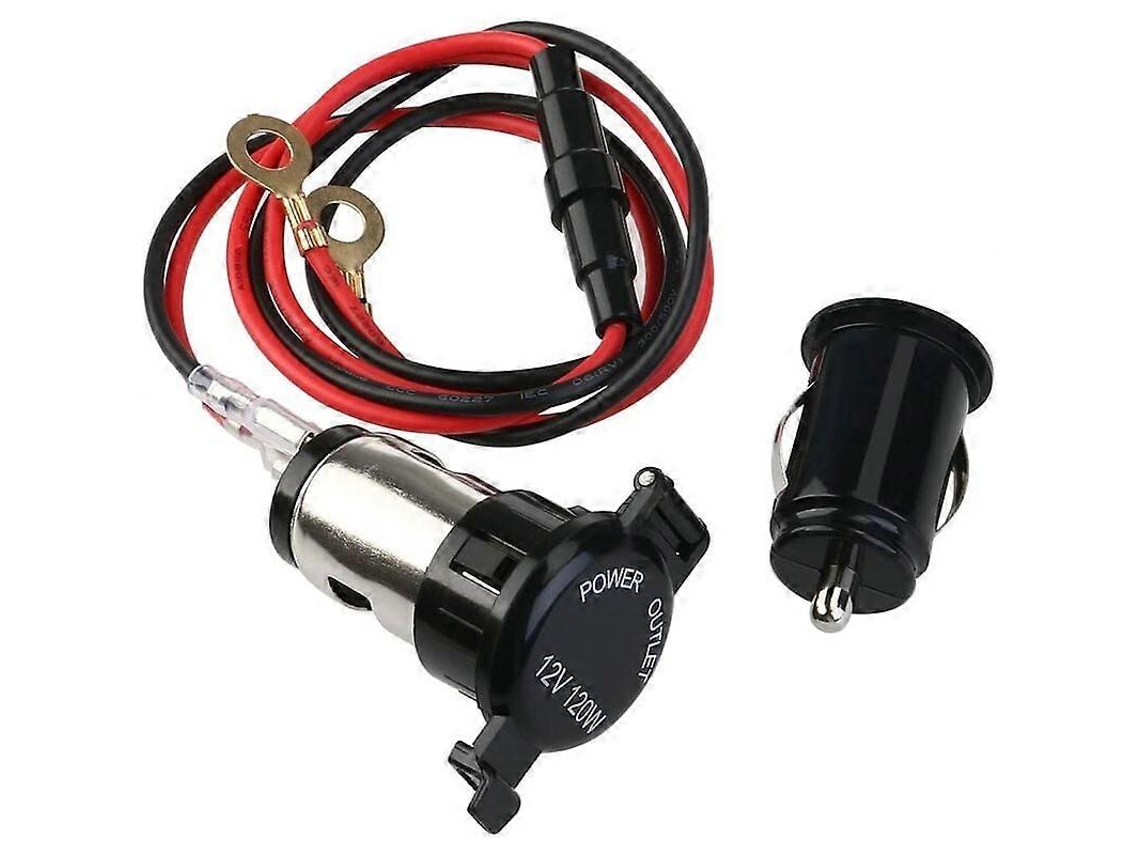 Enchufe De Encendedor De Cigarrillos Femenino Con Adaptador De Cargador Usb Para Coche/moto 12v 120w Negro