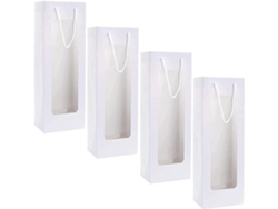 Juego de 4 bolsas de papel kraft para vino con ventana, para un elegante empaquetado de botellas, ideales para fiestas.
