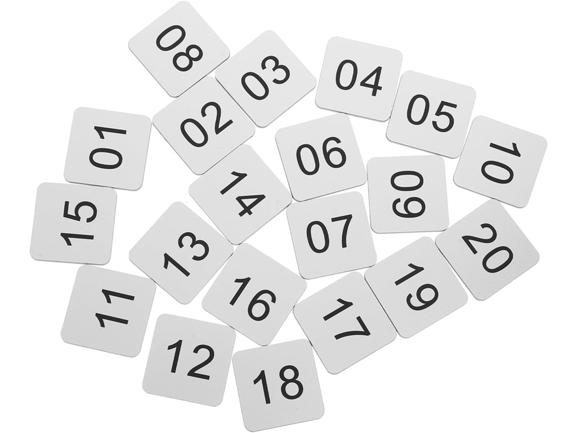 Placas Numeradas Autoadhesivas De Acrílico De 20 Piezas En Color Plata Brillante.