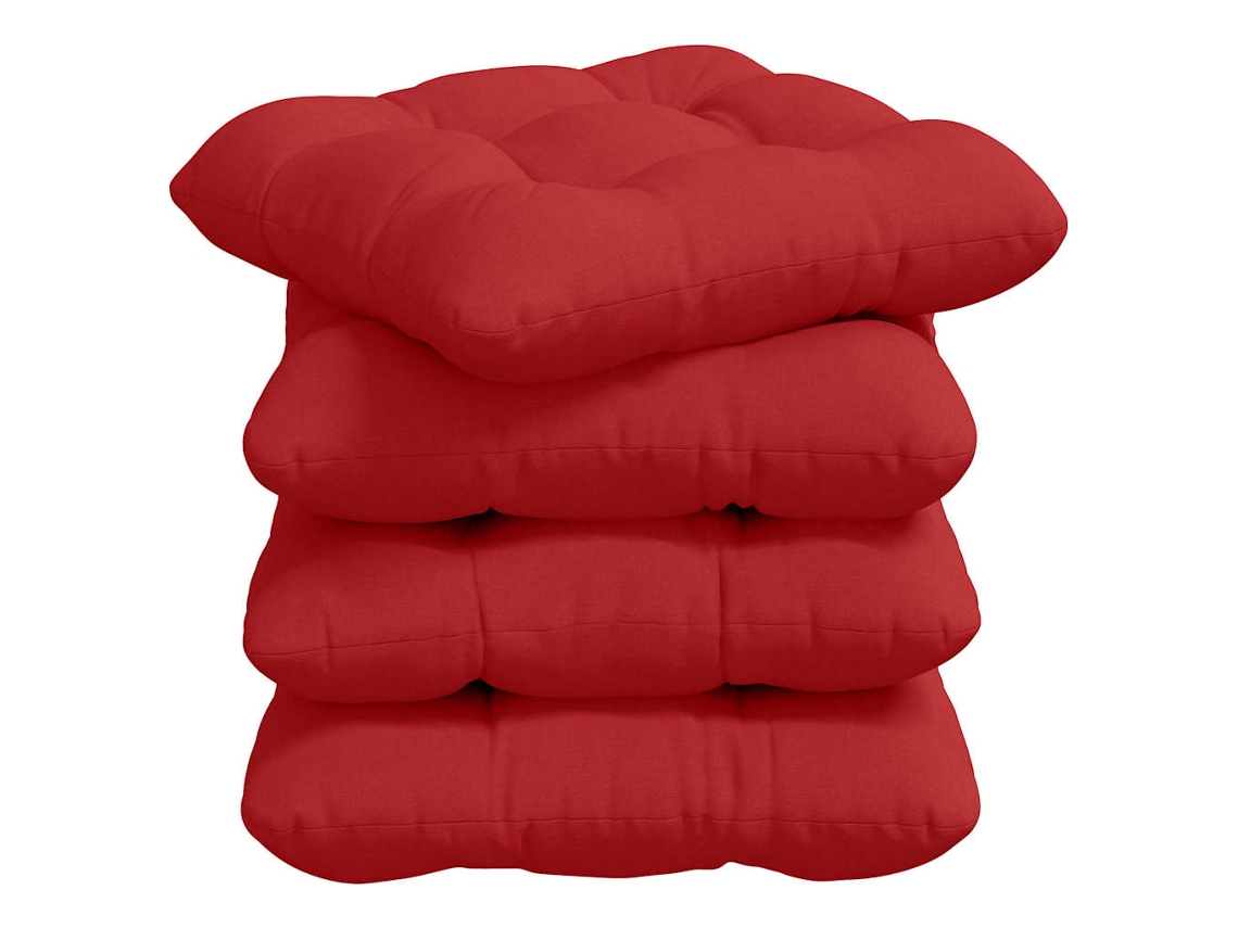 Cojines para asiento, 4 unidades, color rojo, 40 x 40 x 12 cm, tela HARLANV1