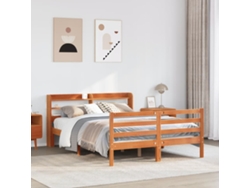 Cama De Matrimonio | Cama Para Adultos | Cama Sin Colchón Madera Maciza De Pino Marrón Cera 160x200 Cm