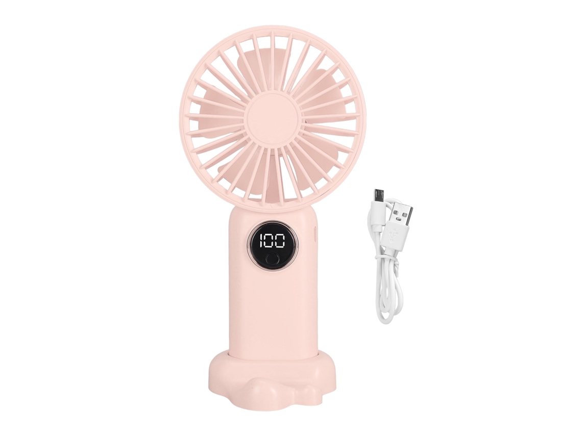 Ventilador USB portátil, 5 velocidades, rosa, recargable