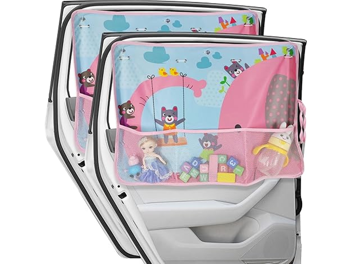 Parasol para coche con bolsillo de malla, protección solar y UV, color rosa Siurn