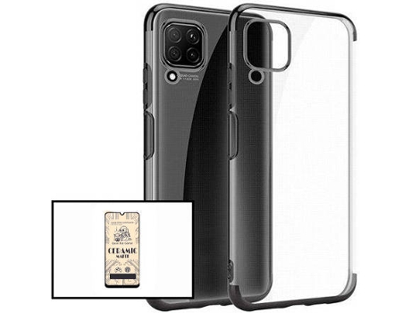 Kit Cristal Templado CeramicGlass Full Cover y Funda SlimArmor Samsung Galaxy M12 PHONECARE Negro