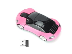 Mouse Sem Fio 2.4g Com Receptor Usb Forma De Carro Para Laptop Computador Tablet Office Jogos Rosa