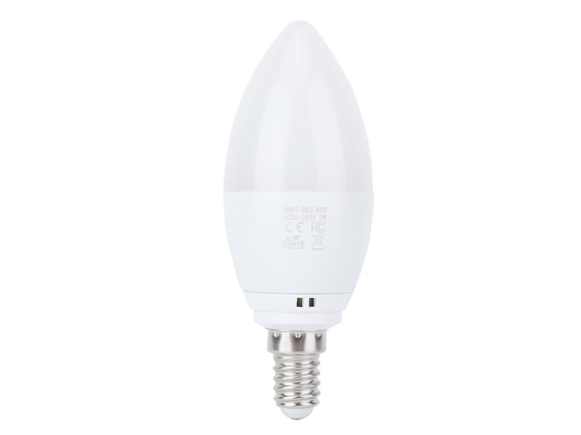 Bombilla LED inteligente E14 con control Wi-Fi, luz multicolor, compatible con Google Home y Alexa