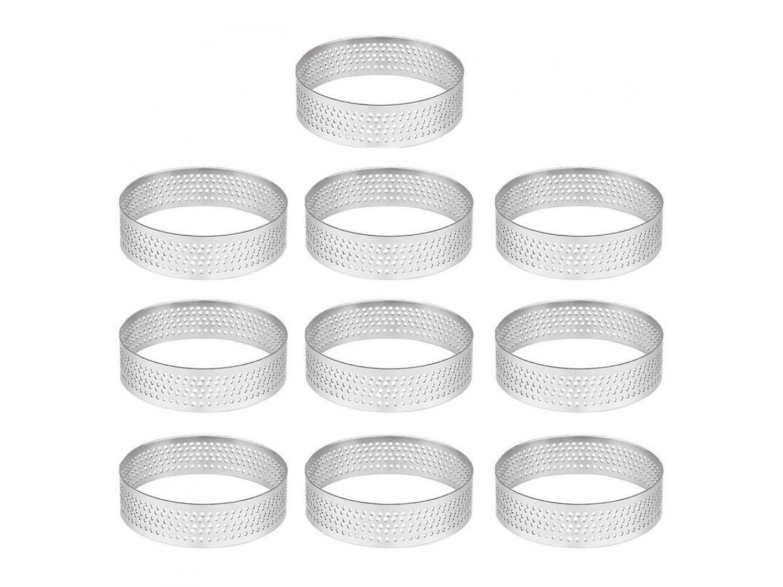 2026-5445-10 Anillos De Tarta Redondos Perforados De Acero Inoxidable 4.5cm Para Repostería Y Pasteles