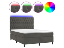 Maison Exclusive - Cama Box Spring Colchón Y Led Terciopelo Gris Oscuro 140x190 Cm