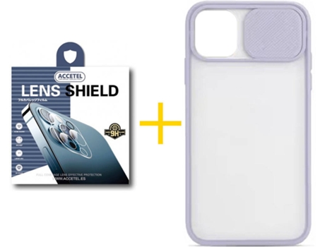 Carcasa + 1 Protector de Cámara para iPhone 12 ACCETEL Morado Lila