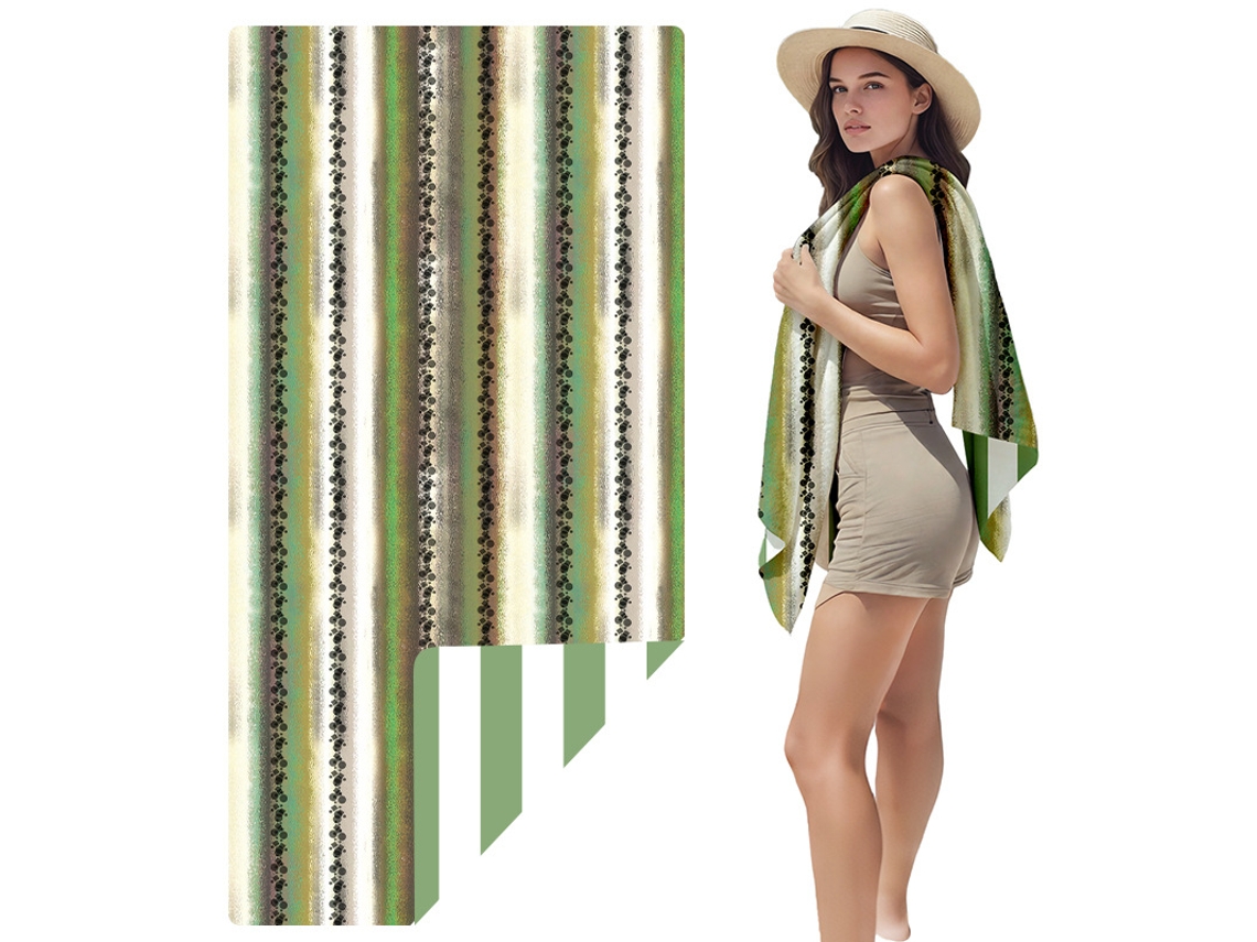 Toalla de playa de microfibra a rayas Yuysan, de alta absorción y secado rápido, 160 x 80 cm, modelo Smy05, color verde.