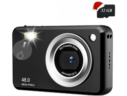 Cámara digital compacta portátil Yizhood con resolución HD de 48 MP y tarjeta de 32 GB, color negro