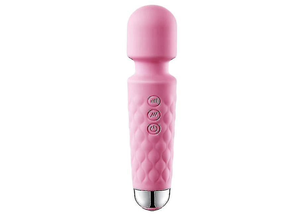 Potente masajeador de varita con 8 velocidades, 20 modos de vibración, impermeable, recargable por USB, inalámbrico y de mano (rosa)