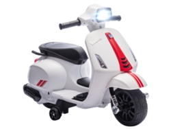 Moto Eléctrica Infantil De 6v Para Niños De 2 A 4 Años, Con Faro, Claxon, Ruedines Y Caballete, Color Blanco.