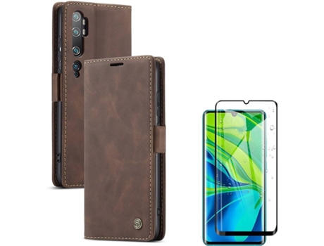 Carcasa y Protector Xiaomi Mi Note 10 Pro Livro Caseme Elite Marrón