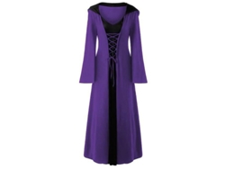 2026-vestido Gótico Medieval Renacentista De Bruja Para Halloween Con Manga Larga, Capucha Y Cordón