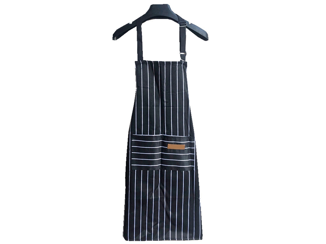 2 Delantales De Cocina Con 2 Bolsillos Ajustables, Estilo Chef, Lavables A Máquina, Poliéster, Rayas Negras