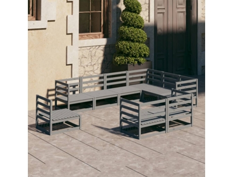 Conjunto 9 Muebles de jardín VIDAXL gris madera de pino maciza