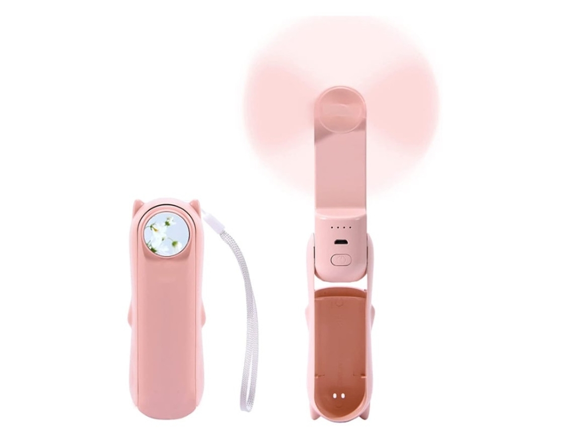 Mini ventilador de mano, ventilador portátil de mano 3 en 1, pequeño ventilador de bolsillo, recargable por USB, portátil para viajes al aire libre, rosa Gusshious