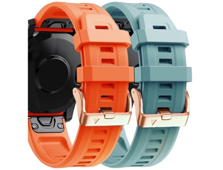 Correa Silicona Cierre Metálico para Garmin Fenix 6S Naranja y Turquesa Pack 2X VEANXIN
