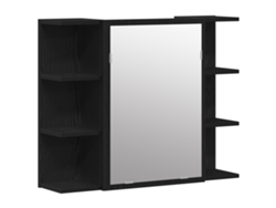 Unidad De Tocador De Baño Compacta, Montada En La Pared Vidaxl Negro Madera Maciza De Roble
