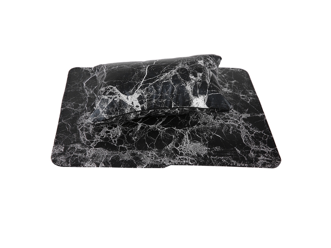 Rebe - Almofada de mão destacável para unhas, suporte de braço dobrável e macio em PU para manicure (preto)