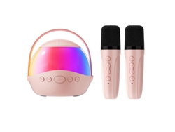 Altavoz Bluetooth Con Dos Micrófonos Inalámbricos Para Karaoke En Exteriores - Rosa