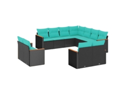 Maison Exclusive - Conjunto De Sofá De Jardín De 11 Piezas Con Cojines, De Poliratán Negro
