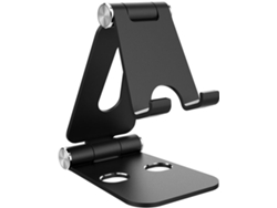 Soporte para teléfono celular, soporte para tableta, base de aluminio compatible con teléfonos inteligentes, accesorios, oficina negra