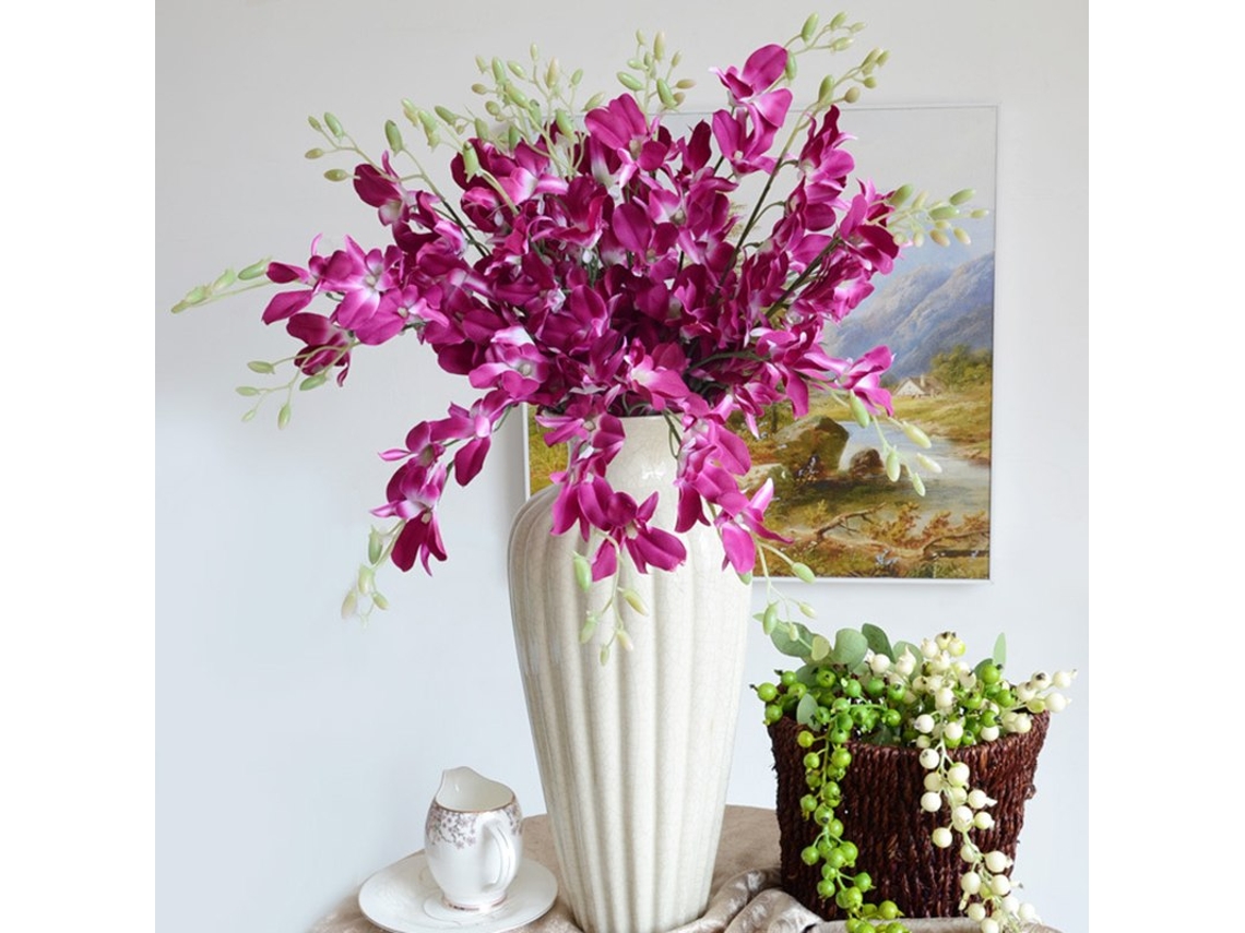 Flor De Orquídea Artificial En Seda Blanca, Ramo Decorativo Para El Hogar, Bodas Y Jardines.