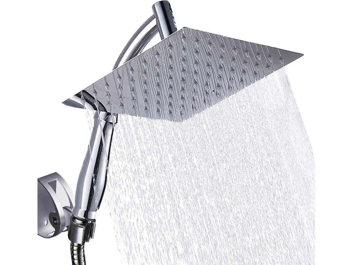 Cabeça Chuveiro Luxo Inox 28 Cm Con Manguera Soporte Jato Potente Alta Presión Para Spa