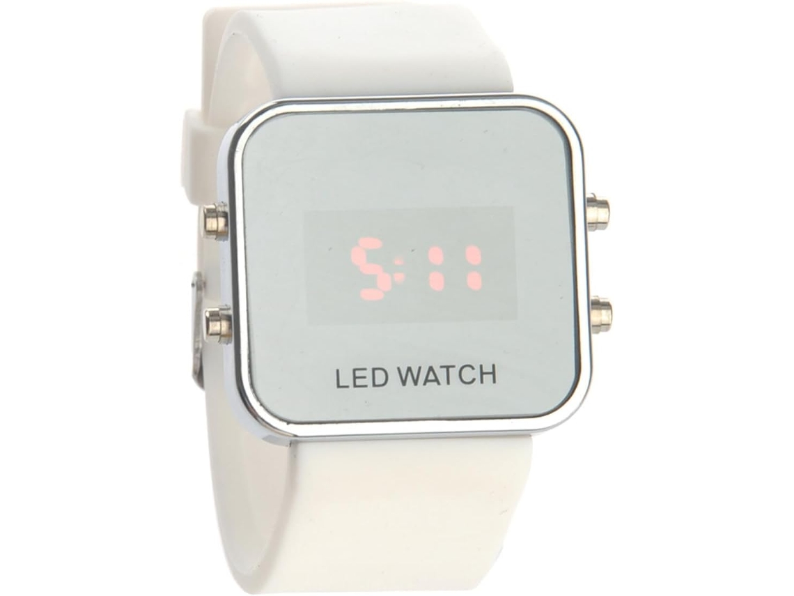 Reloj Unisex Espejo Led Pantalla Digital Correa Ajustable Silicona Sólida Cuadrada Aleación Acero Inoxidable